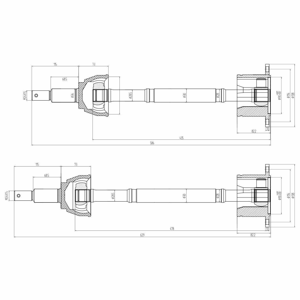D-Max Nissan Skyline GT-R (BNR32 / BCNR33 / BNR34) Reinforced Drive Shafts