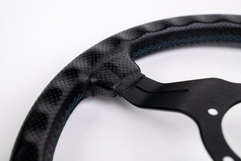 330mm Nardi Classic Deep Corn (Blue Stitching)