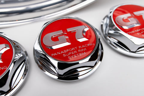 Panasport G7 C5C2 66mm Reproduction Center Caps *Red/Chrome*