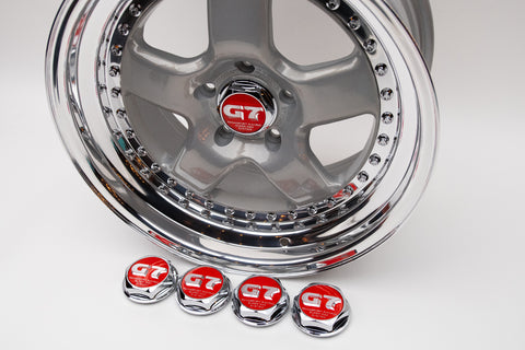 Panasport G7 C5C2 66mm Reproduction Center Caps *Red/Chrome*