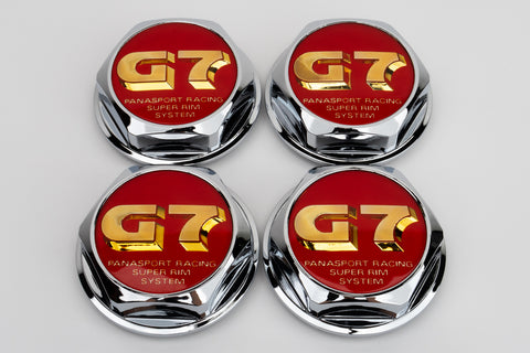 Panasport G7 C5C2 66mm Reproduction Center Caps *Red/Gold*