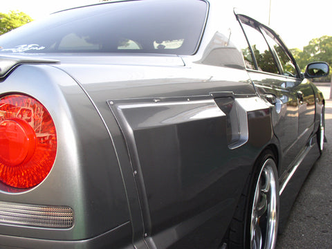 URAS Nissan Skyline R34 (ER34) D1 Spec Front and Rear Wide Fender Set (4 Door)