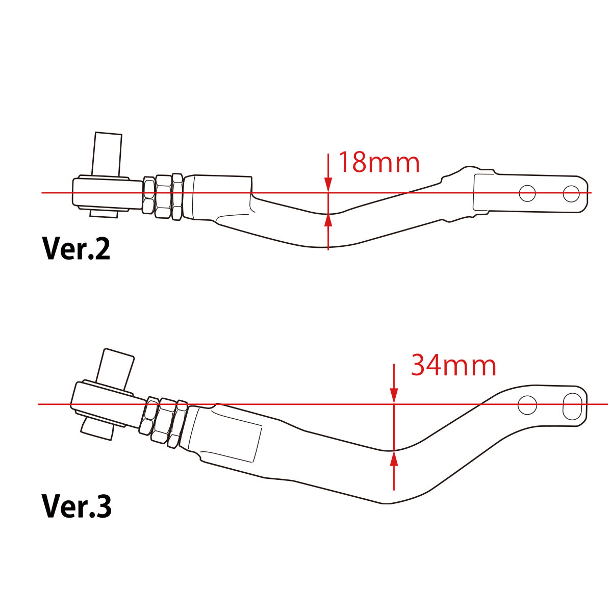 D-Max Nissan Silvia S14 / S15 and Laurel C34 / C35 D1 Spec Pillow Ball Tension Rods, Offset Type Ver. 3