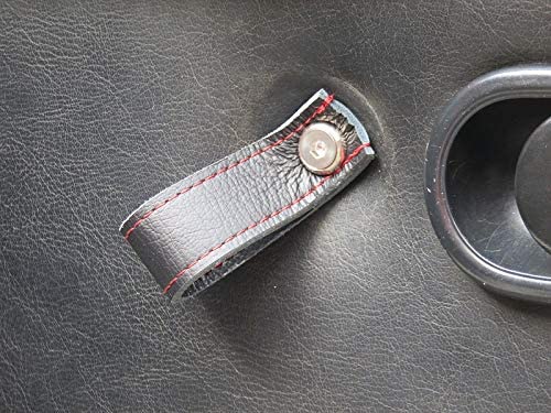 ZOOM ENGINEERING Mazda Roadster (NA6 / NA8) Eunos NA Roadster Door Pull Belt Type M2, Single Side (Leather Black Red Stitch)