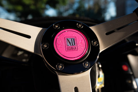 ND Osaka Pink Horn Button *Black Chrome Trim Ring*