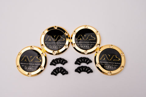 Yokohama AVS Model 5 Reproduction Center Caps *24k Gold Plated / Black*