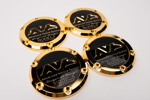 Yokohama AVS Model 5 Reproduction Center Caps *24k Gold Plated / Black*