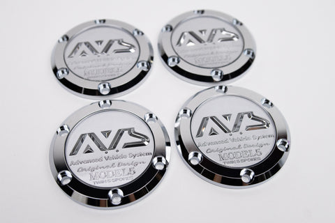 Yokohama AVS Model 5 Reproduction Center Caps *Silver & Chrome*