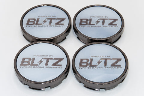 Blitz BRW03 Reproduction Center Caps *White/Black Chrome*