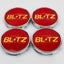 Blitz BRW03 Reproduction Center Caps *Red/Gold/Chrome*