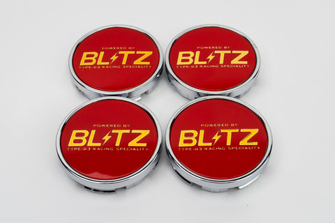 Blitz BRW03 Reproduction Center Caps *Red/Gold/Chrome*