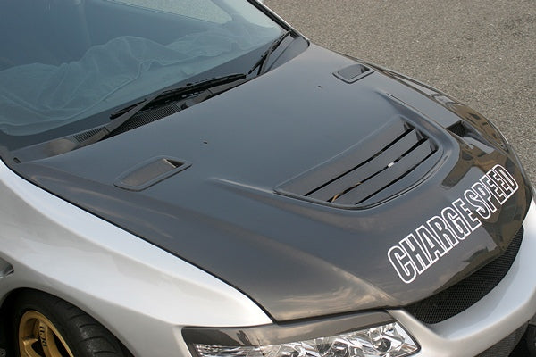CHARGESPEED Mitsubishi Lancer Evolution VIII (CT9A) Bonnet (Evo VII and VIII and IX Carbon and with Ducts ※3)