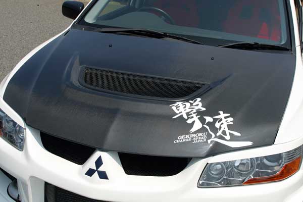 CHARGESPEED Mitsubishi Lancer Evolution IX (CT9A) Bonnet (Carbon and OEM Shape)